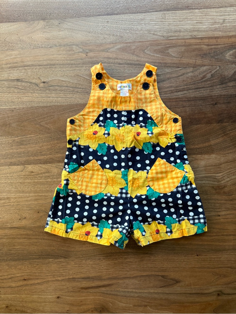 Vintage 90s Gymboree Sunflower Picnic Romper Small 12M- 2 1/2 Years Rainbow Tag